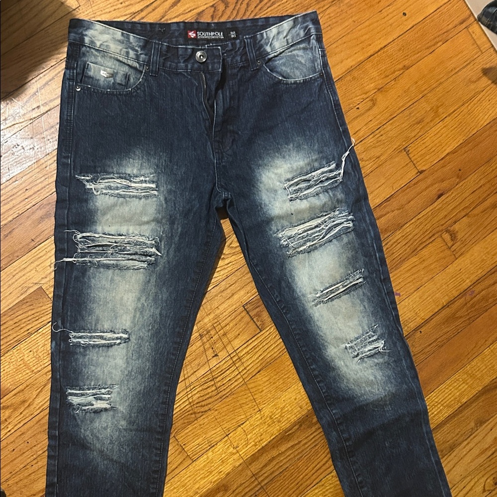 Trendy Dark Blue Ripped Skinny Jeans